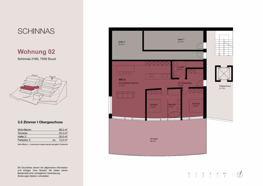 3.5-Zimmer und 4.5-Zimmer Terrassenwohnung in Schinnas, Scuol - Bild 8