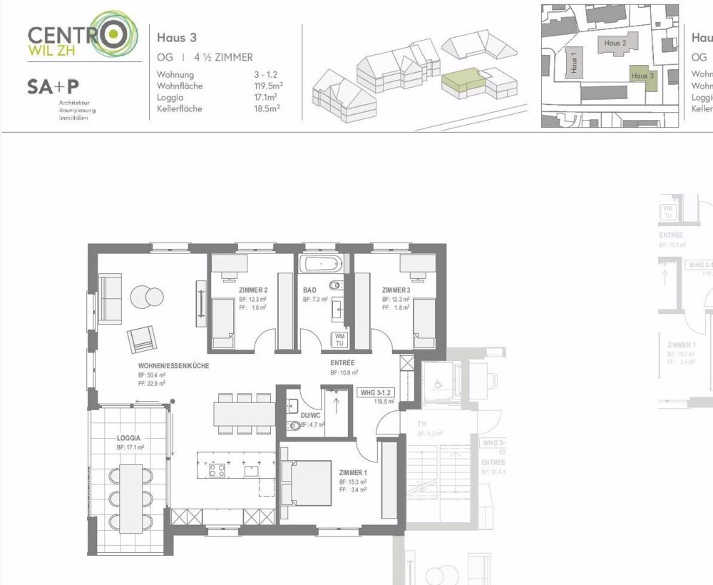 Moderne 4.5-Zimmer-Neubauwohnung mit Loggia - Erstvermietung - Grundriss
