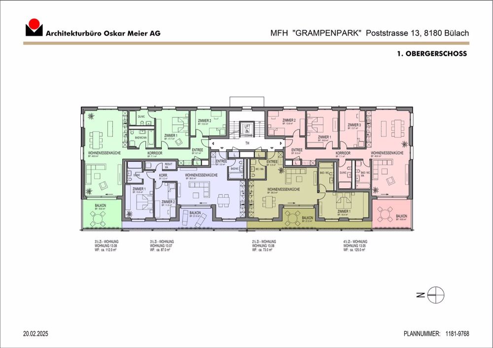 Willkommen im Grampenpark – 2.5 Zimmer-Neubau-Wohnung Nr. 13.06 - Grundriss 1. OG