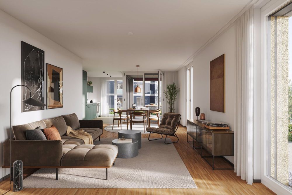 2½-Zimmer-Wohnung – SCALA: Natürlich urban Wohnen - Visualisierung Wohnbereich_Küche