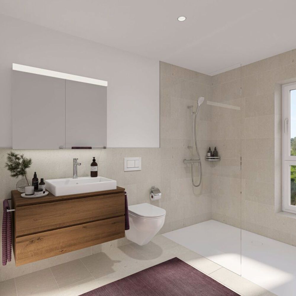 Erstbezug 3.5-Zimmerwohnungen mit Ankleide im Minergie-Standard - Badezimmer mit Dusche (visualisiert)