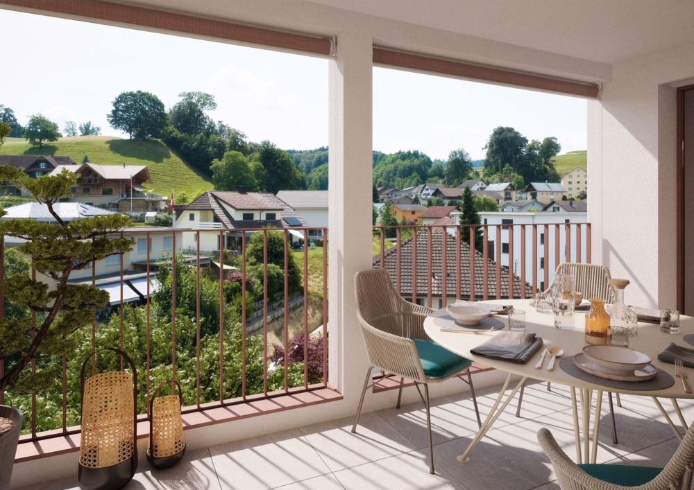 Hochmoderne Neubauwohnung in Pfaffnau - Balkon