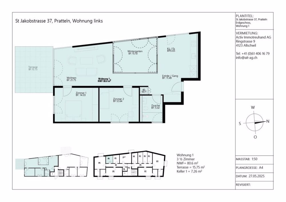 Erstvermietung: 3.5-Zimmer Wohnungen an begehrter Lage in Pratteln - EG links