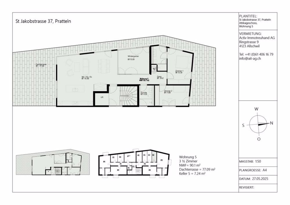 Erstvermietung: 3.5-Zimmer Wohnungen an begehrter Lage in Pratteln - Attikageschoss