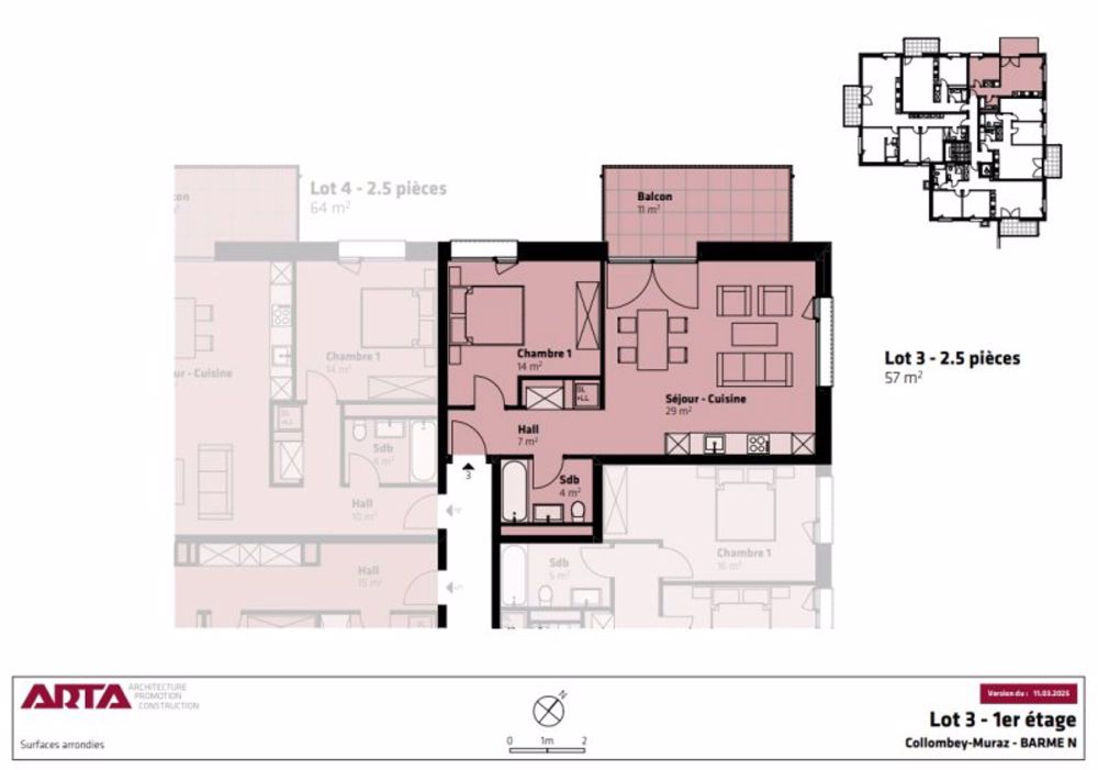 07565 - Appartement 2.5 pièces - Ch. de la Barme 7 - Collombey - Plan