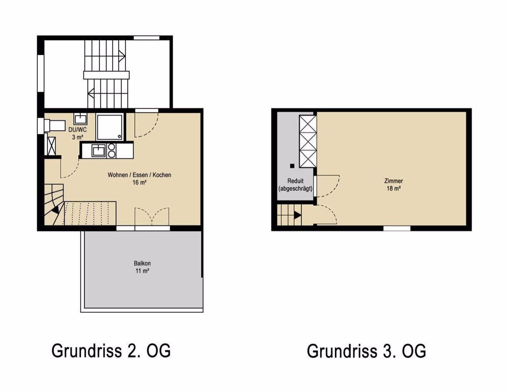 Erstvermietung nach Renovation: Kompakte Maisonette-Wohnung mit Balkon - Grundriss Wohnung