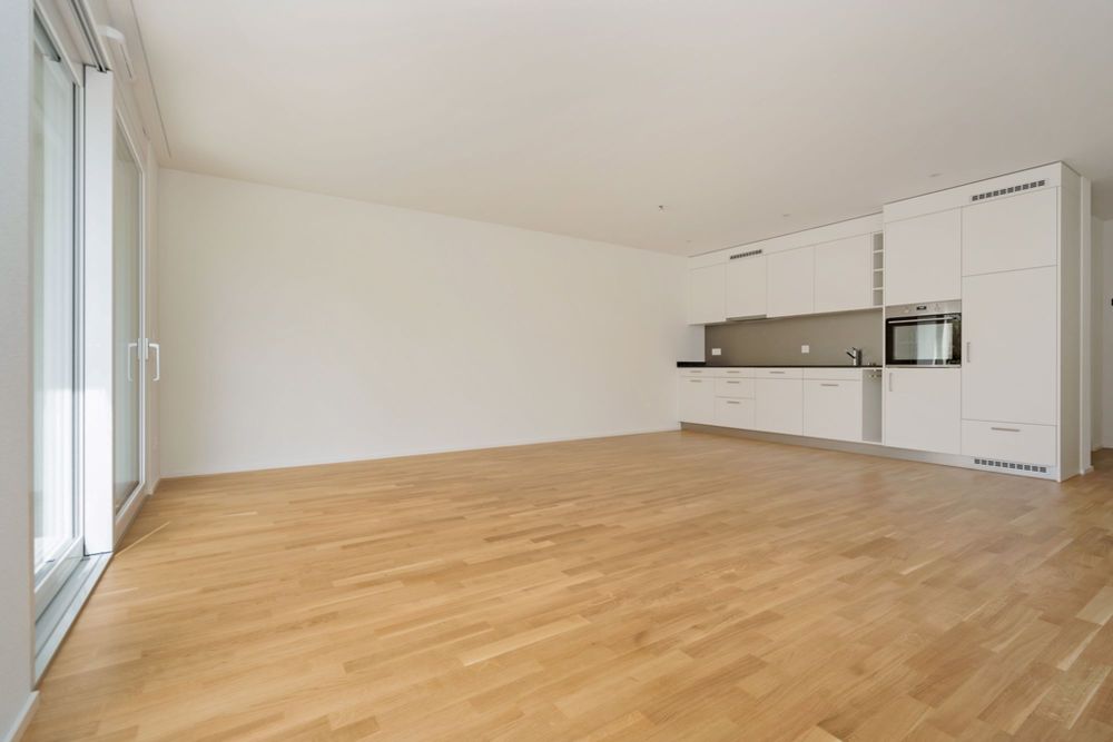 Neubau-Single-Wohnung sucht Nachmieter - Küche, Wohnzimmer