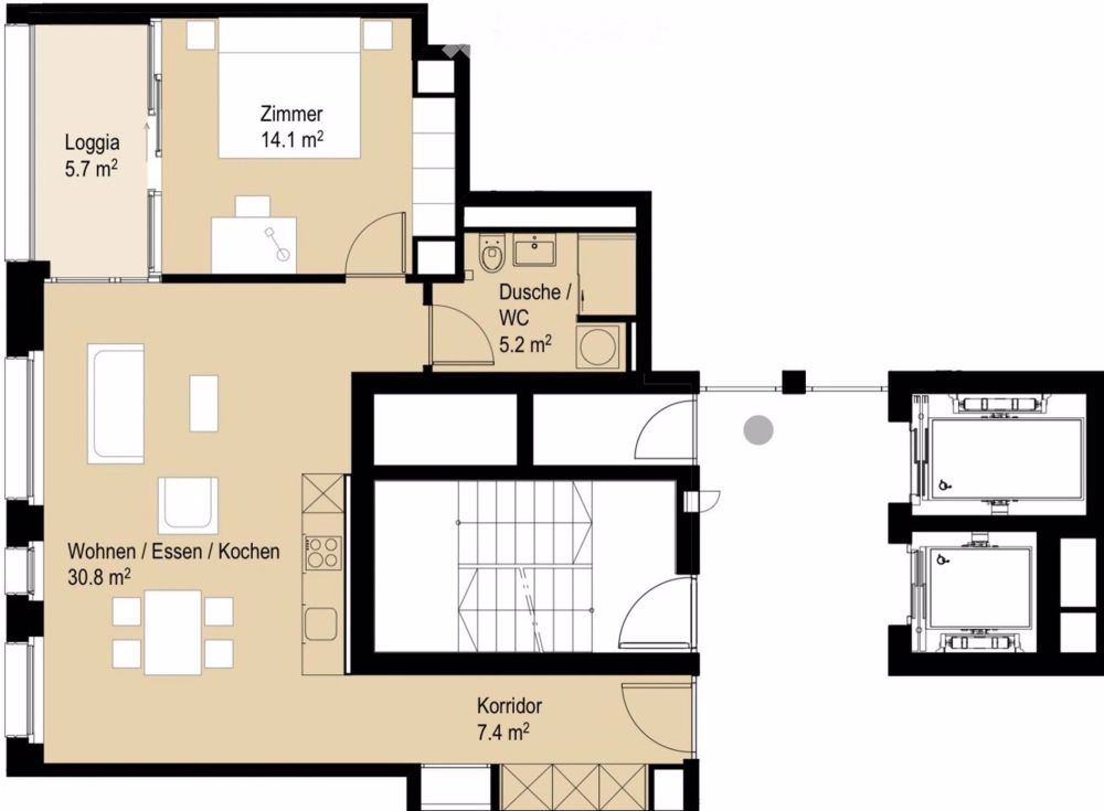 Befristete Möblierte 2.5-Zimmer-Wohnung in Zürich Altstetten - Bild 3