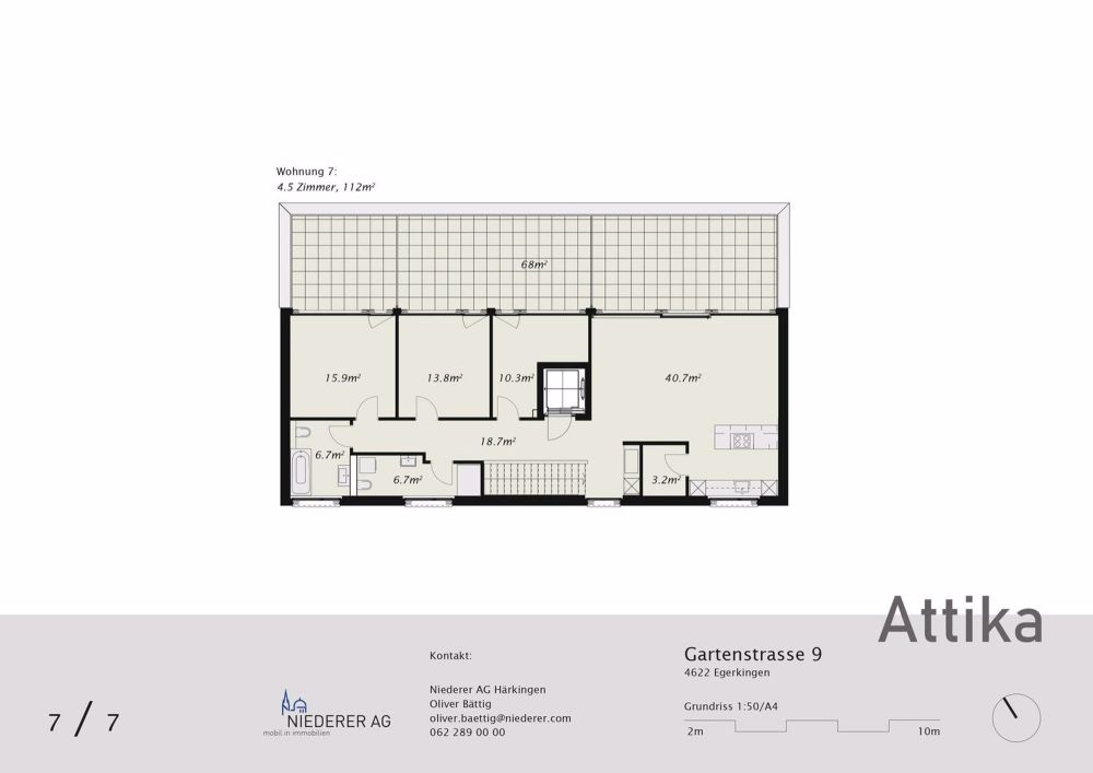 Traumwohnung mit riesiger Dachterrasse mit Abendsonne - Grundrisse Attika