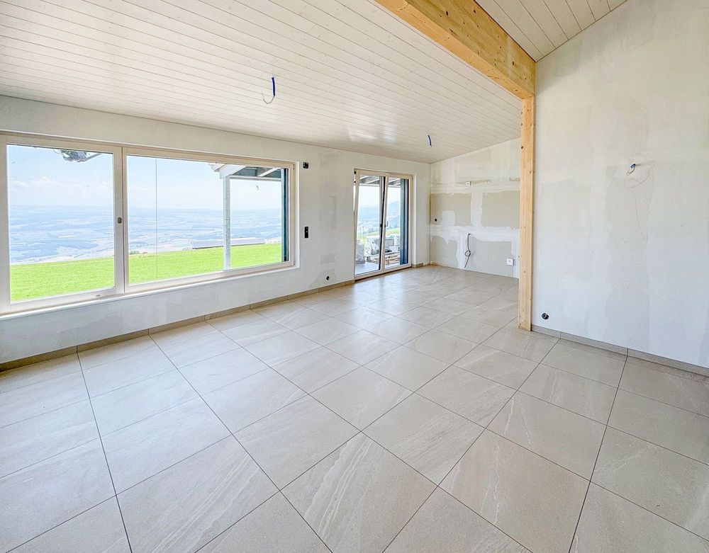 Neue 2.5-Zimmer-Wohnung, Balkon mit herrlicher Aussicht auf den See und die Alpen - Séjour - Cuisine