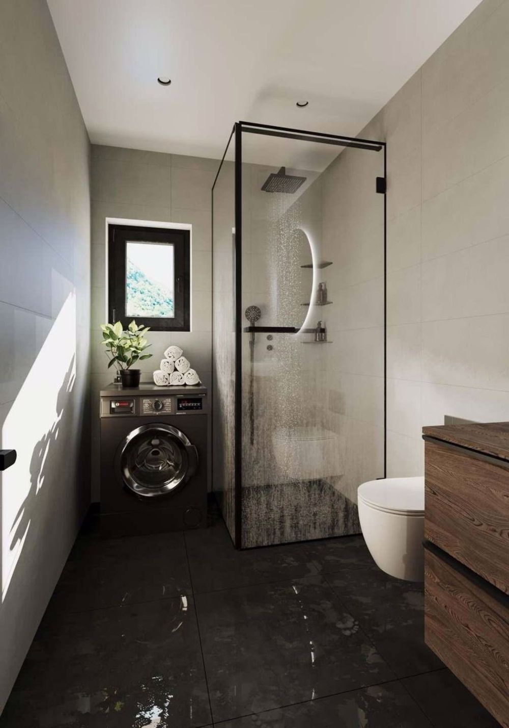 Zu vermieten - Neues Minergie-Appartement 2.5 Zimmer mit großem Balkon und Innengarage in Aproz (Residenz The Cube) - Salle de bain - douche