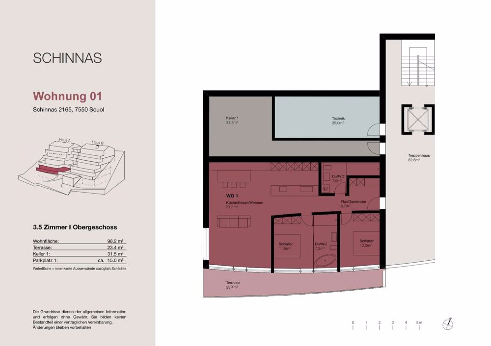 3.5-Zimmer und 4.5-Zimmer Terrassenwohnung in Schinnas, Scuol - Bild 7