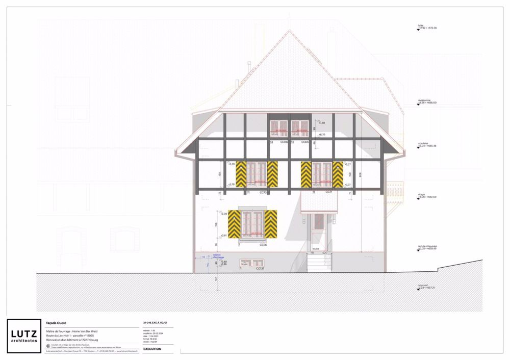 FRIBOURG - BOURGUILLON - MAGNIFIQUE APPARTEMENT 3.5 PIECES - - Plan façade ouest