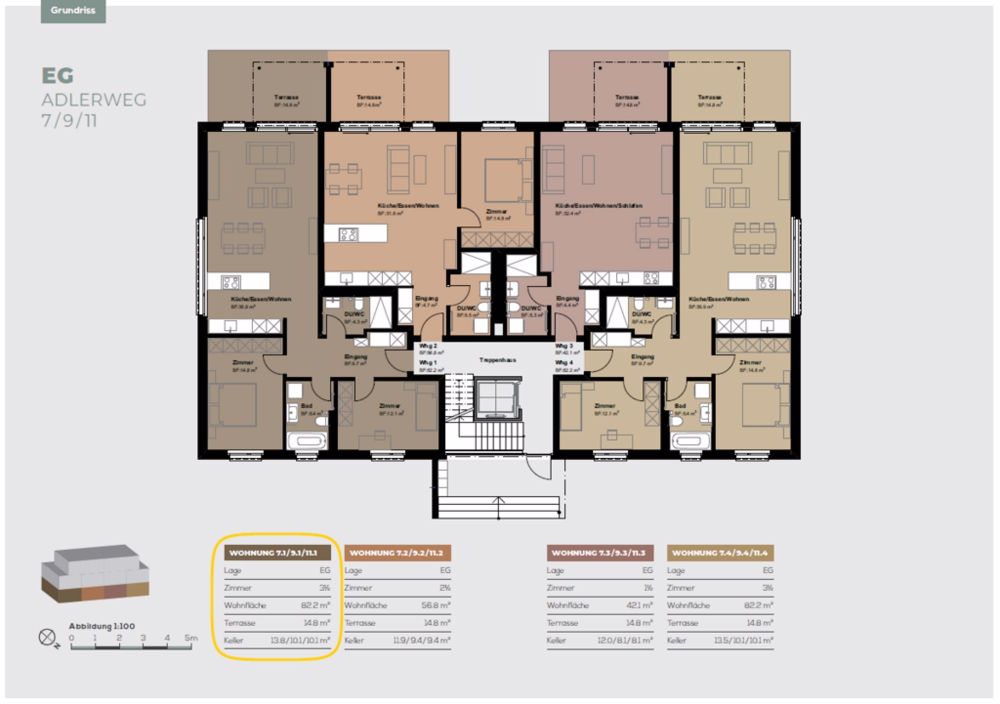 Traumhafte 3.5 Zimmer Erdgeschoss Wohnung im idyllischen Adlerweg - Grundriss