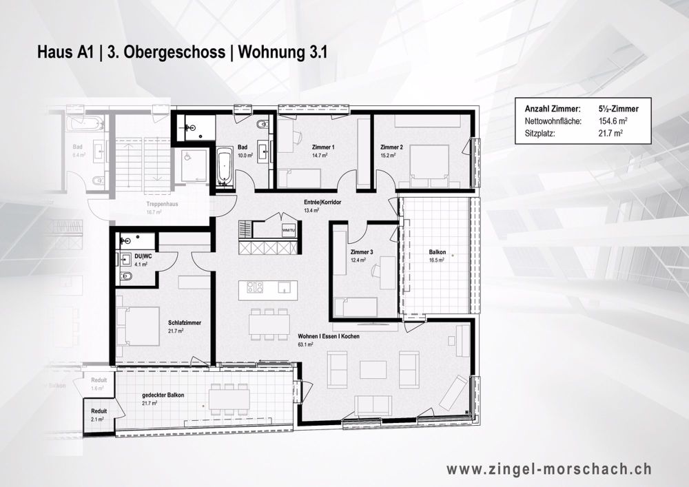 5.5-Zimmer Neubauwohnung - Umgeben von malerischer Berglandschaft - Grundrissplan
