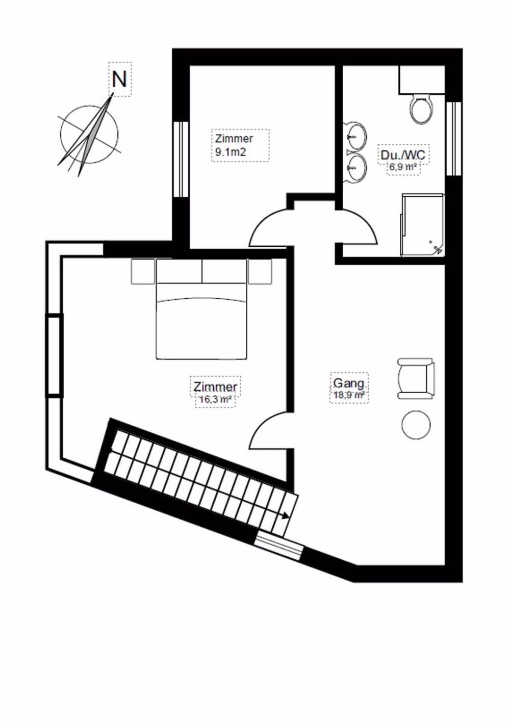 Attraktive 3 1/2 Zimmer Neubau Attika Maisonette an zentraler Lage - Dachgeschoss