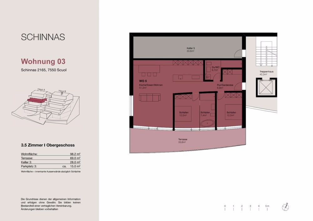 3.5-Zimmer und 4.5-Zimmer Terrassenwohnung in Schinnas, Scuol - Bild 9