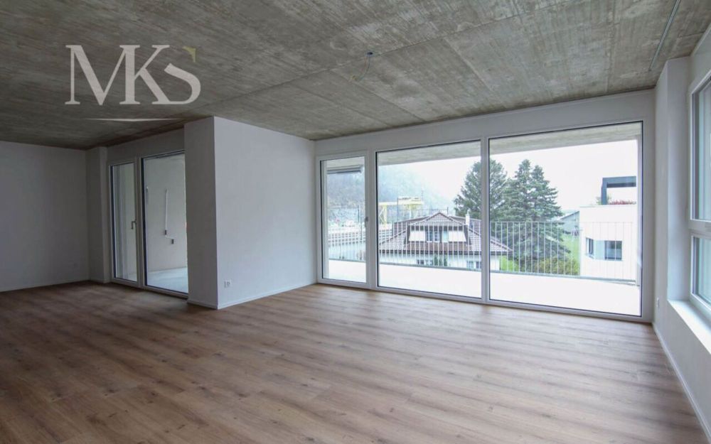 Geräumige 5.5 Zimmer Neubau Wohnung in Visp (140 m2 mit 34 m2 Balkon) - Raumgefühl im Wohnbereich