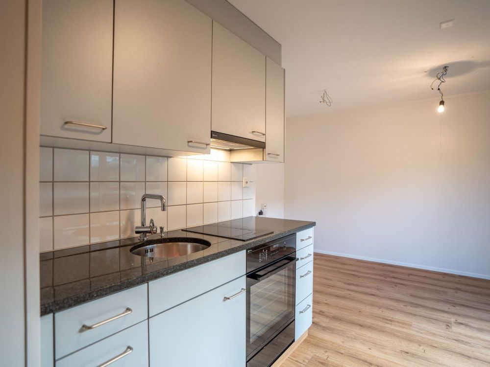 Erstvermietung nach Renovation: Kompakte Maisonette-Wohnung mit Balkon - Wohnen/Essen/Kochen