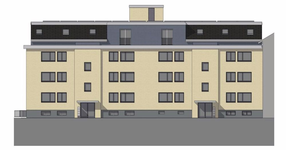 Erstvermietung nach Sanierung / 4.5 Zimmer-Attikawohnung mit Terrasse - Visualisierung_Strassenfassade.png