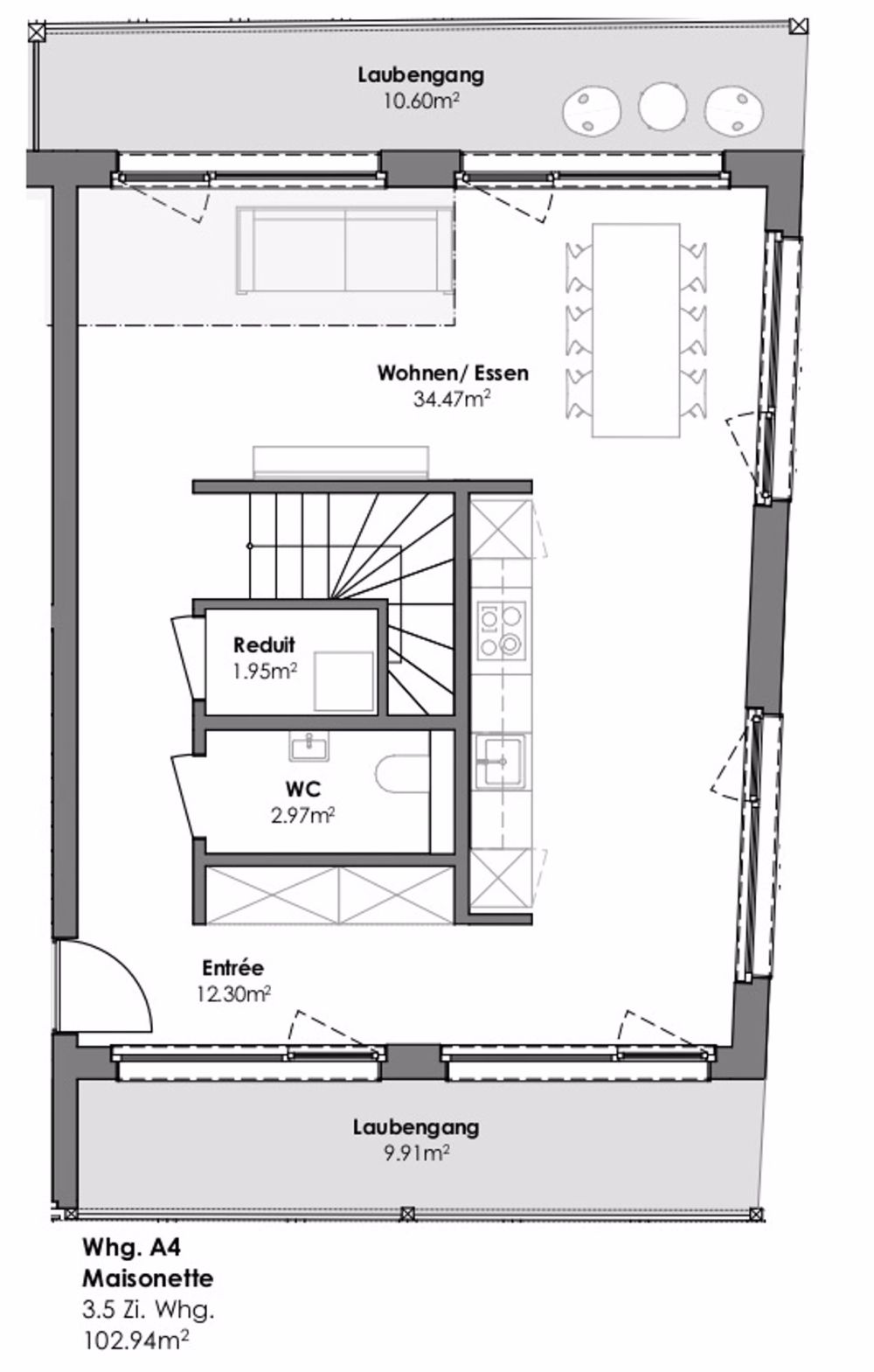 Maisonettewohnung in Möhlin - Grundriss A4 - 1. OG