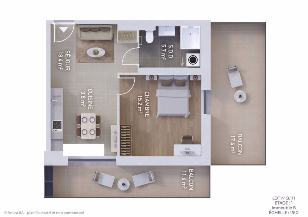 Appartement neuf de 2.5 pièces au 1er étage avec encadrement pour senior et 2 balcons - Bild 9