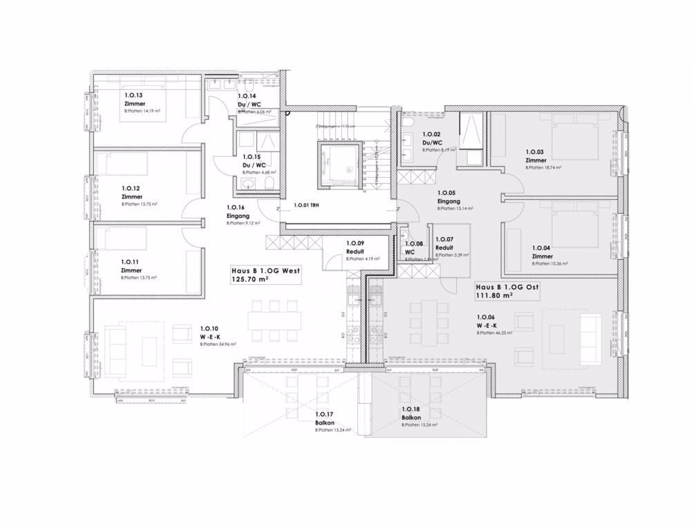 Erstvermietung: Grosse Flächen, wohnen mit viel Raum - Chastelstr. 6b, OST, 1.OG