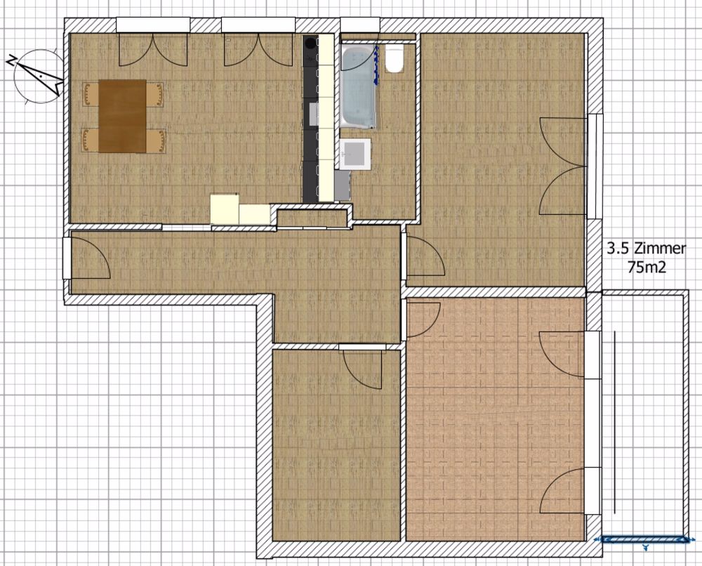 Grosszügige 3.5 - Zimmerwohnung - Grundriss