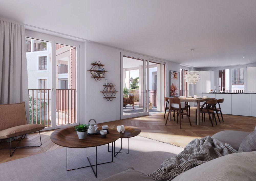 Erstbezug - 2.5-Zimmerwohnung mit Gartensitzplatz - Wohnbereich
