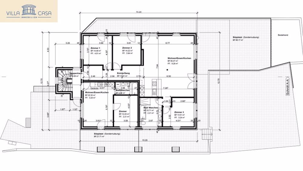 Wohnung (120m²) mit grosszügigem Grundriss & traumhafter Terrasse (118m²) - Bild 11