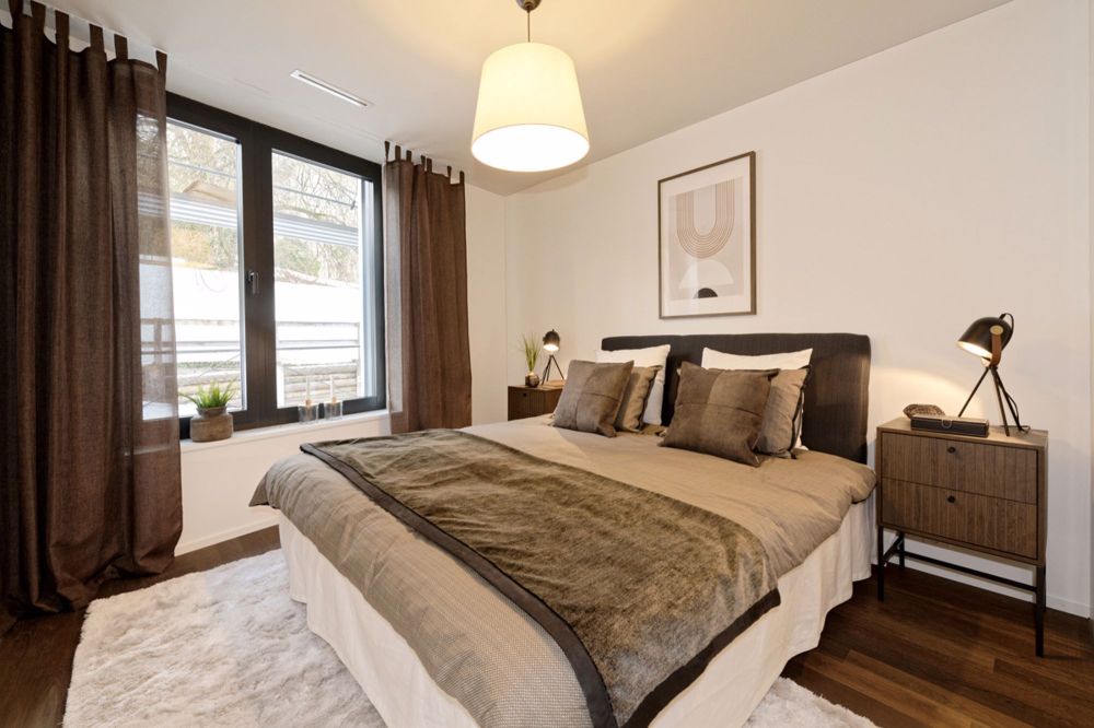 SUSENBERG PARK: 3.5-Zimmer Eigentumswohnungen für höchste Ansprüche - Musterwohnung - Stilvolles Schlafzimmer