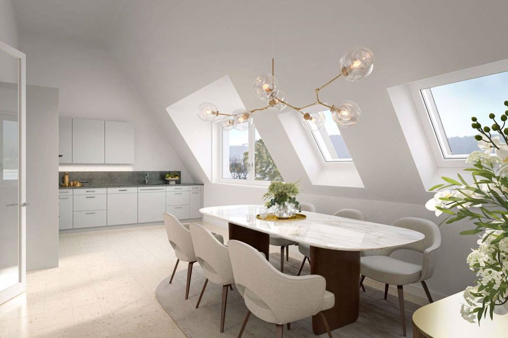 3.5 Zimmer Dachwohnung mit eigener Terrasse - SEESICHT - DINING 25B33-Smeyers-HNG-Horneggstrasse-Zuerich_5OG_CAM_DINING_250604_b