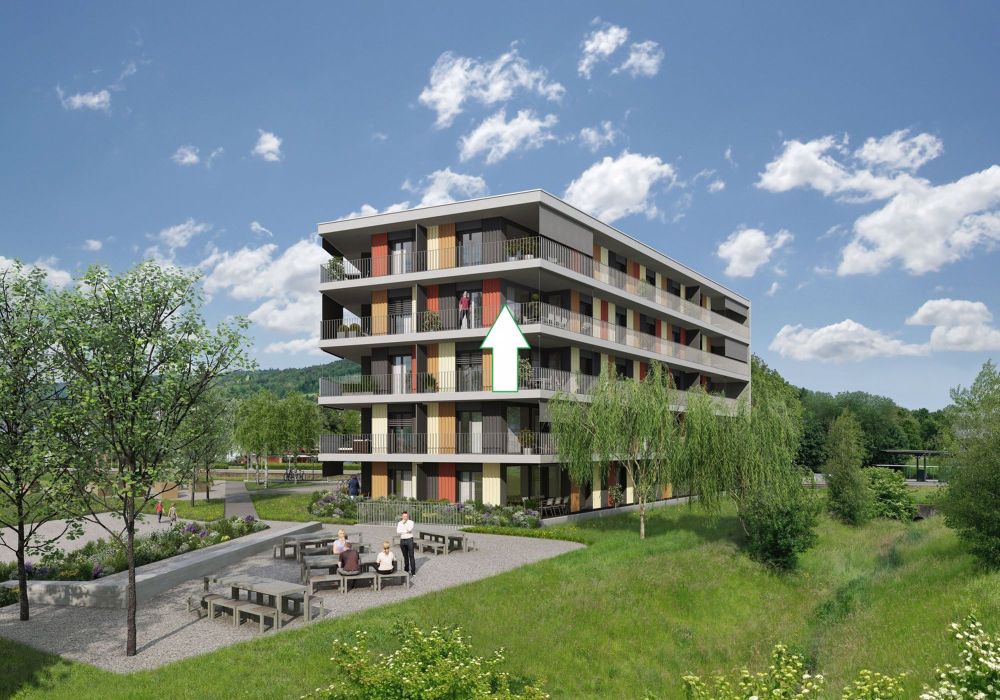Erstvermietung Moderne 4-Zimmer-Wohnung an perfekter Lage mit Aussicht - Ansicht mit Lage Wohnung 3. OG