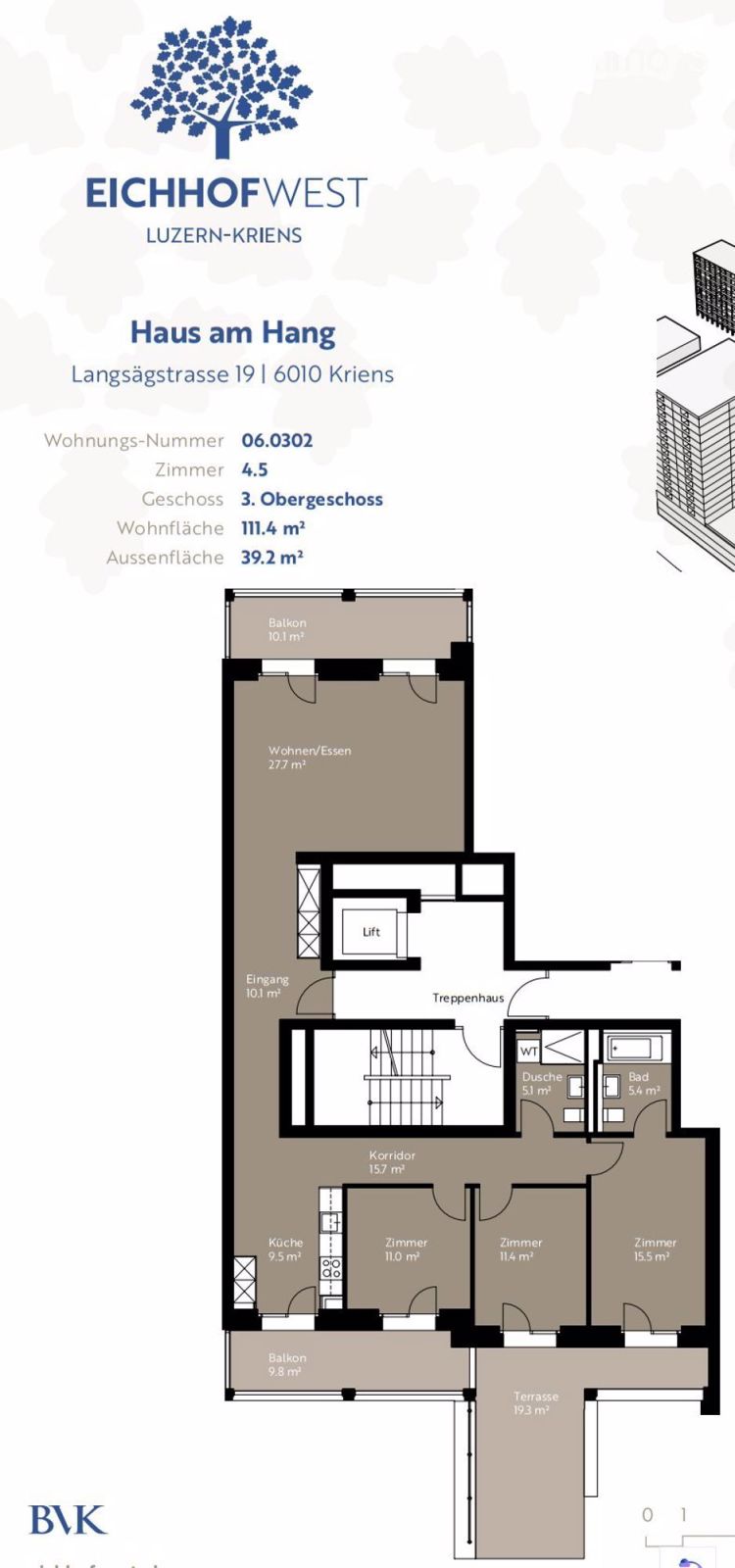 Moderne 4.5-Zimmer-Neubau-Wohnung in Kriens - Bild 5