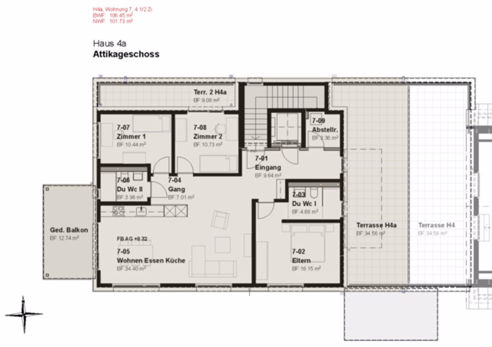 Moderne, helle Dachwohnung - Grundriss