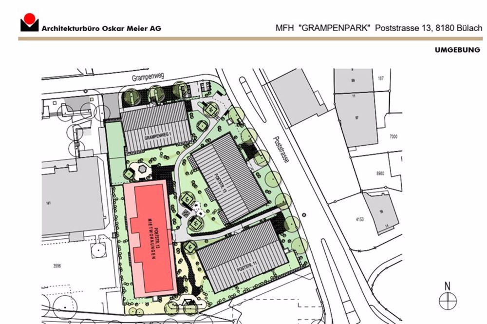 Willkommen im Grampenpark – 2.5 Zimmer-Attikawohnung Nr. 13.14 - Situation Gebäude