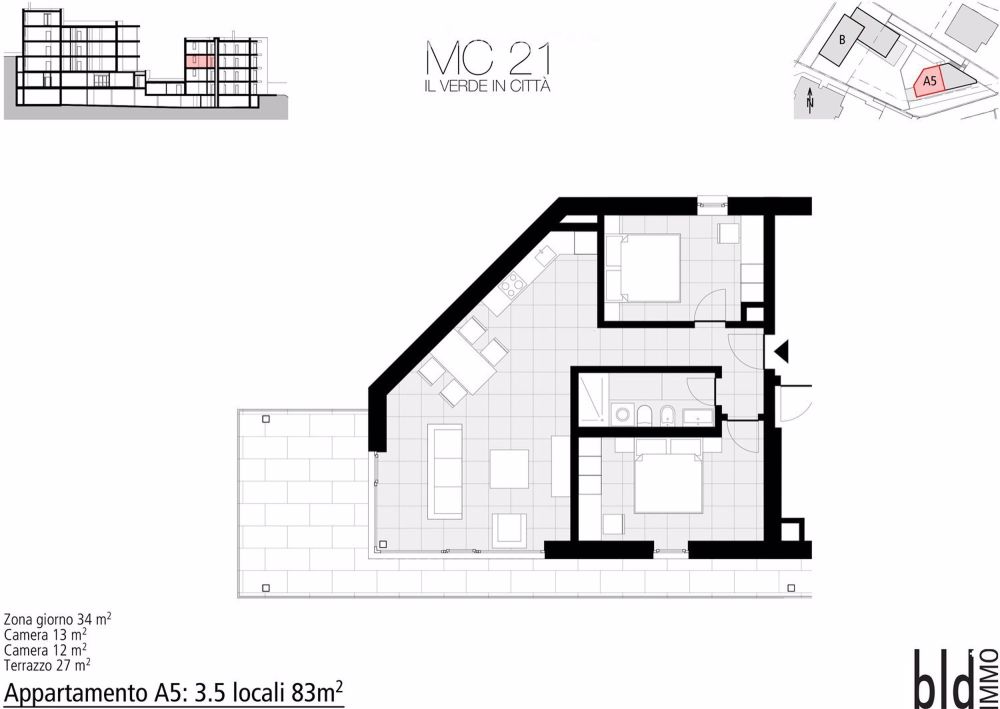 3.5 locali in zona Lugano - Castausio con ampio terrazzo - II piano - Bild 6