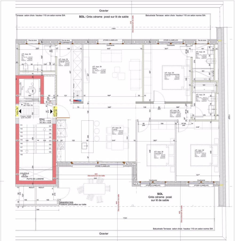 ATTIQUE D'EXCEPTION DE 4.5 PCES CENTRE-VILLE DE SIERRE - Plan de l'attique Est / 4.5 pièces