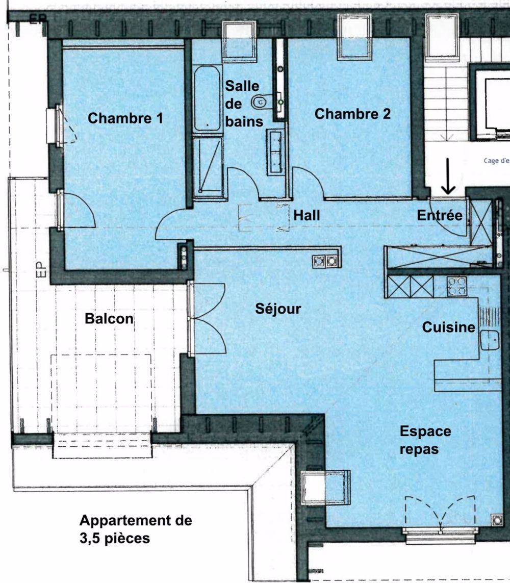 Prächtige 3,5-Zimmer-Wohnung von 95 m2 + Balkon in Sullens - Bild 4