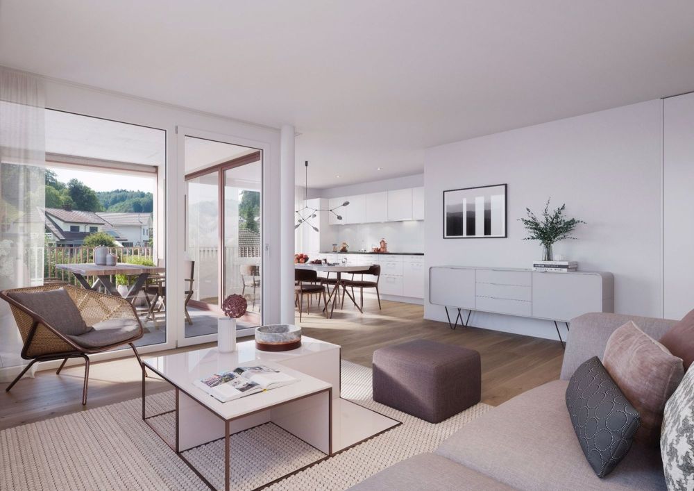 Hochmoderne Neubauwohnung in Pfaffnau - Wohnzimmer