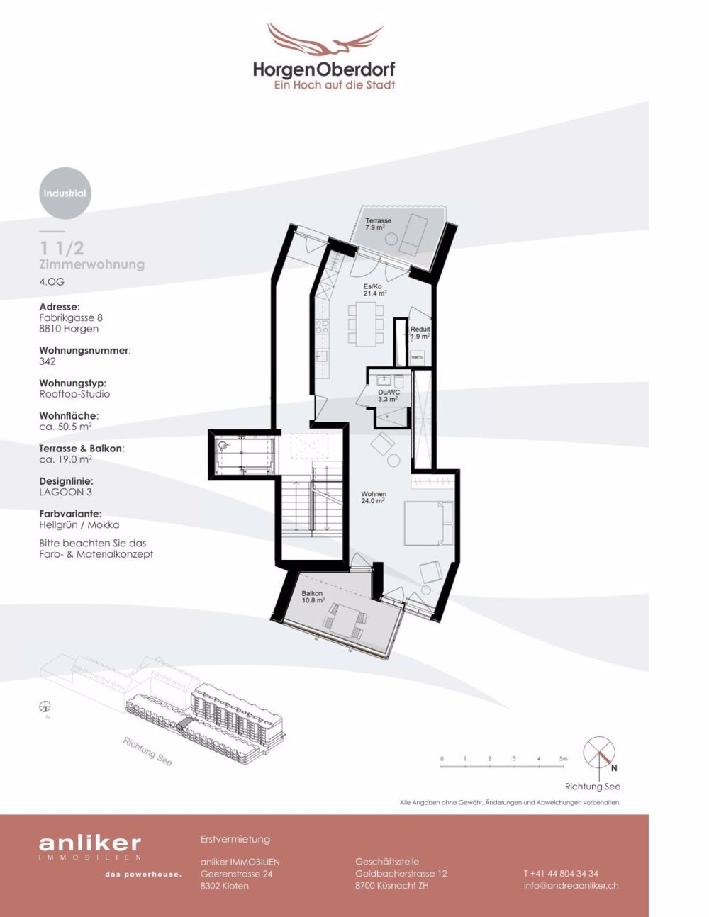 Neubau 1.5-Zimmer Attikawohnung mit perfektem Anschluss - Grundriss