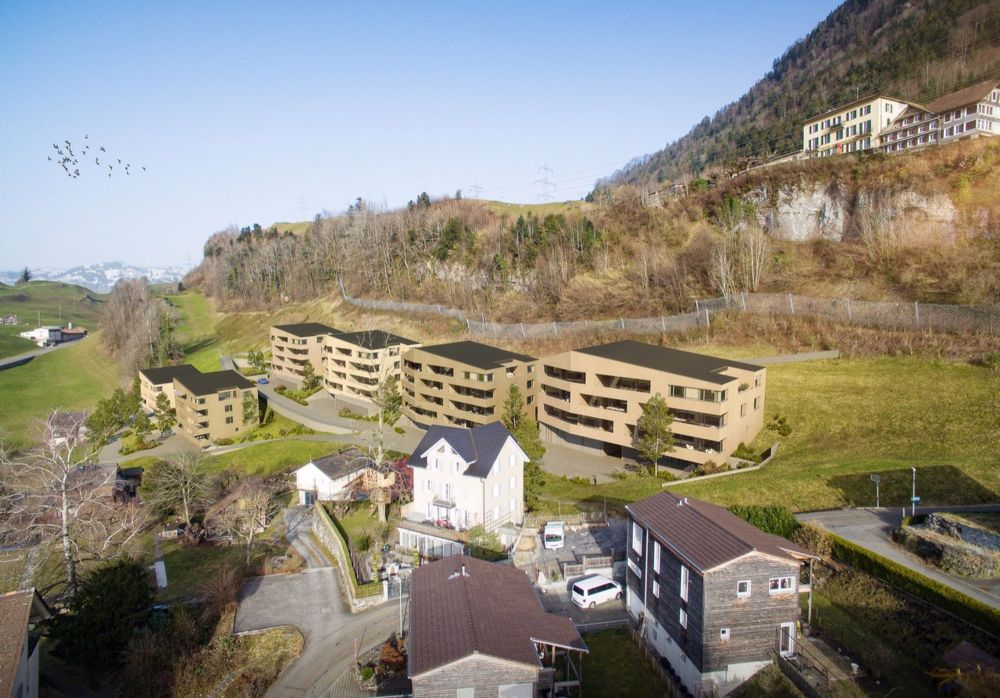 5.5-Zimmer Neubauwohnung - Umgeben von malerischer Berglandschaft - Viualisierung Überbauung