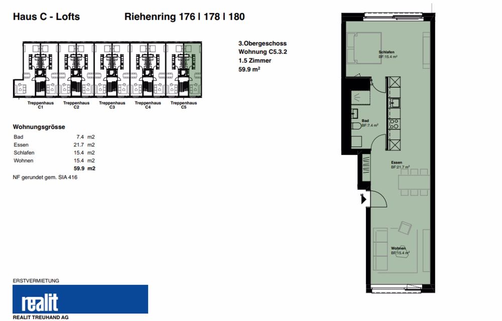 Grosszügige 2.5 Zimmer-Loftwohnung an zentraler Lage - Grundrissplan