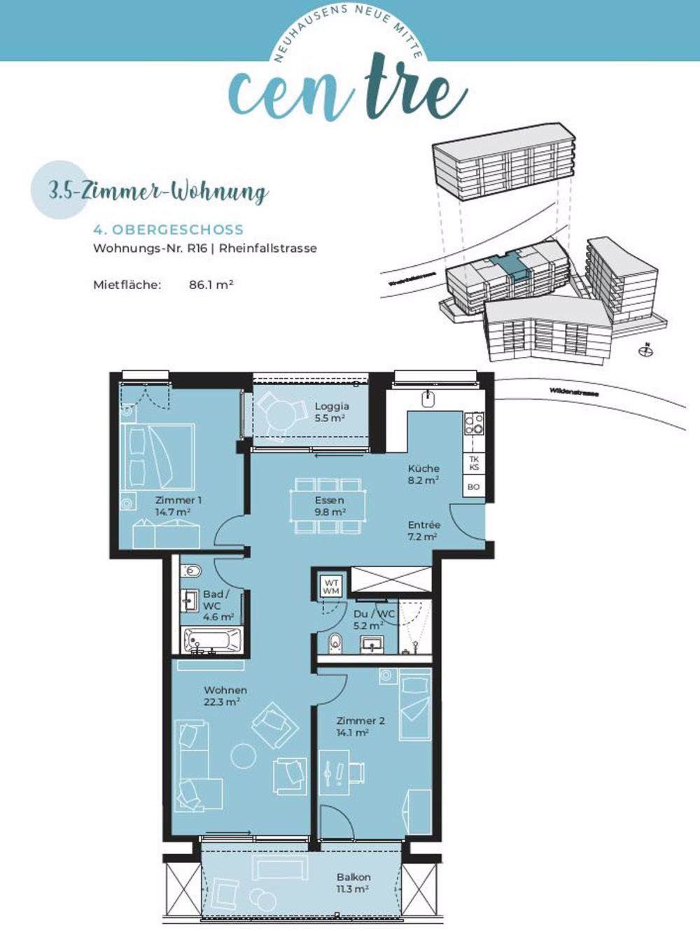 Schöne moderne 3.5 Zimmer-Wohnung in Neuhausen! - Bild 13