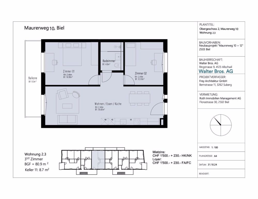 Erstvermietung – Neubauprojekt 3.5-Zimmer-Wohnungen ab 80.5m2 BGF - Bild 10