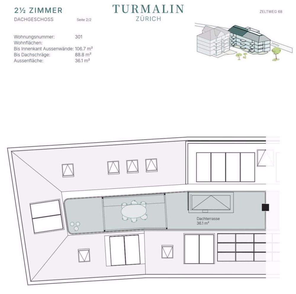 Ihr Wohnjuwel an bester Lage - Grundriss Dachgeschosswohnung Terrasse 301