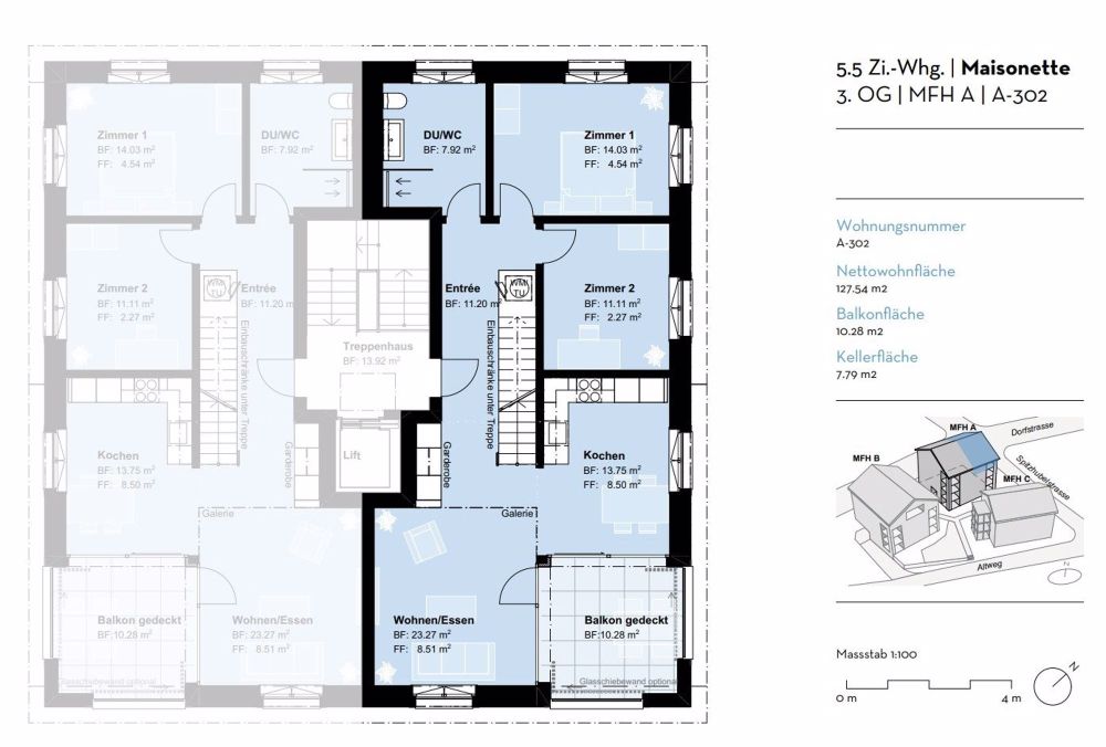 Maisonette-Dach-Wohnung mit Galerie im Erstbezug - Grundriss_A-302
