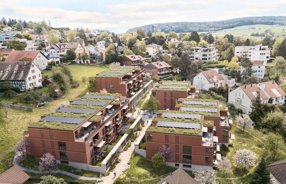 Neubauprojekt 5.5-Zimmerwohnungen im Dorfzentrum von Zumikon - 24E96-Smeyers-Baumgarten_AERIAL-241011