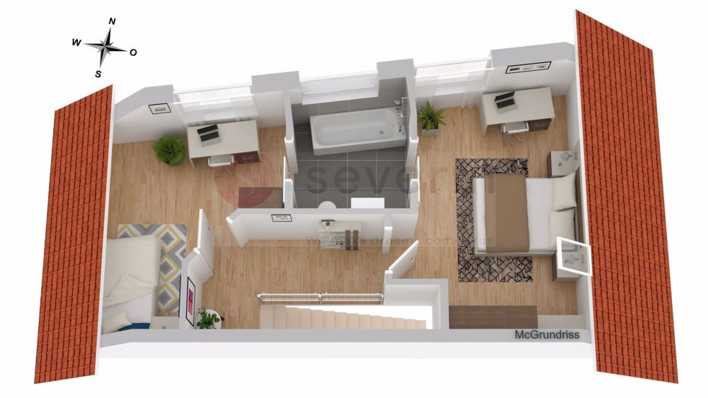 LANDHAUSIDYLLE RÜDLINGEN: 5 WOHNUNGEN 3.5/4.5 ZIMMER INKL TGPP. - 2 D ANSICHT; DG