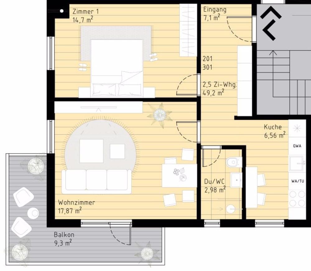 Sanierte Wohnung direkt am See - Grundriss Whg Nr. 6